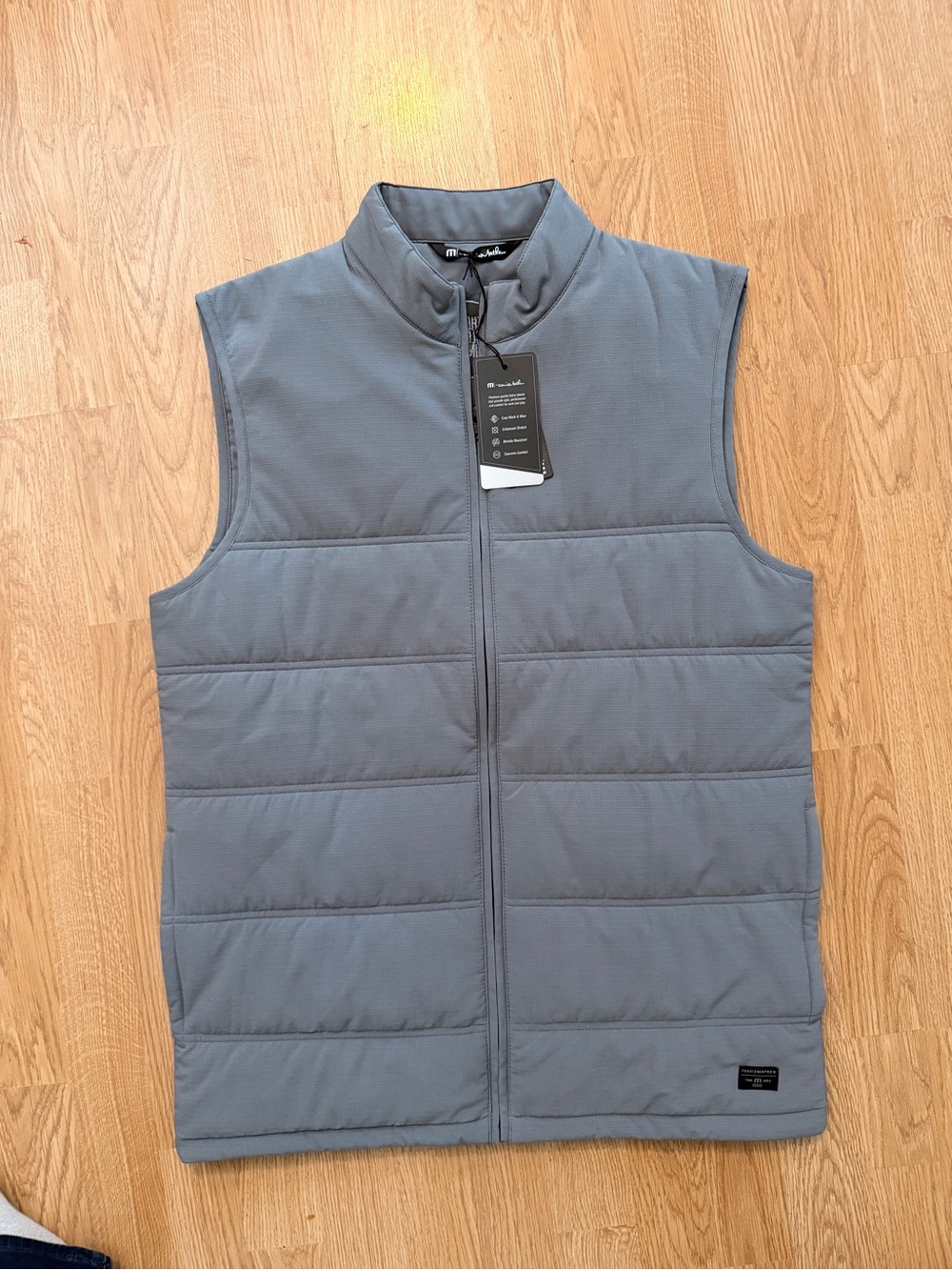 Travis Mathew Men's Quilted Grey Sleeveless Puffer Vest